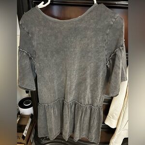 Topshop Charcoal Dress with Ruffled Sleeves